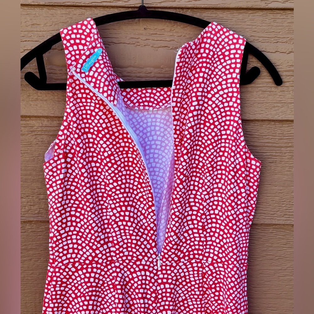 J McLaughlin Sleeveless Pink Printed Midi Dress w/ Synched Waist Sz Small - Picture 3 of 5
